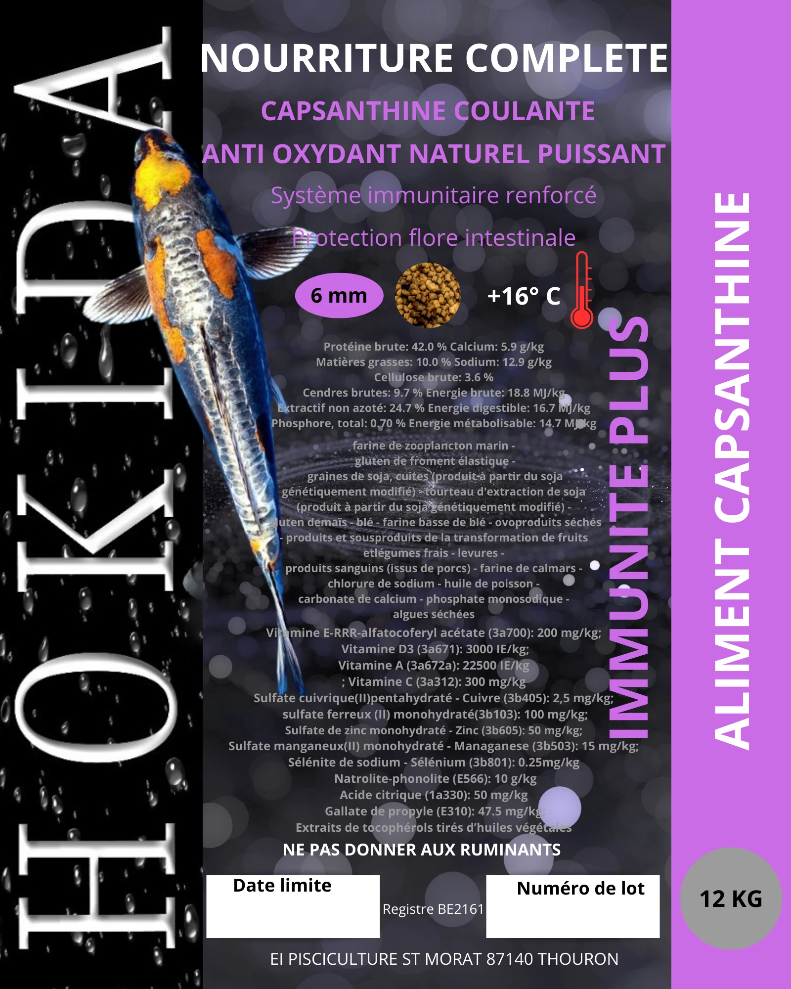 Nourriture Capsanthine coulante 9 20 kg